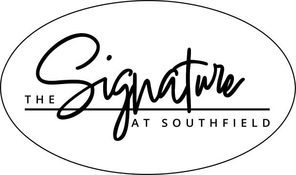 A logo with the text "Signature at Southfield" written in a cursive font.